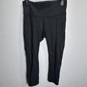 Athleta Leggings Black Small Compression Drawstring Waist Capri Running Workout